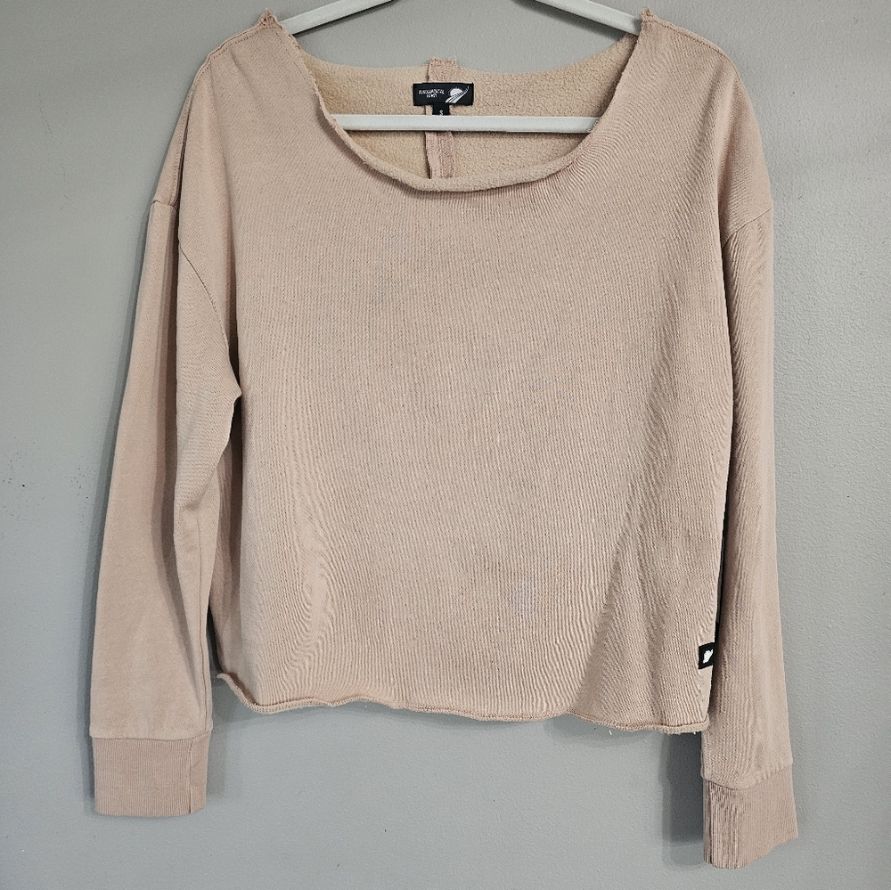 Fundamental Coast Wide Neck Off The Shoulder Sweatshirt.Rose Color/  Size S - Picture 3 of 5
